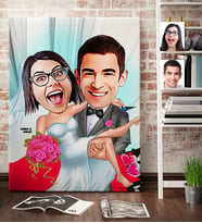 BK Gift Kişiye Özel Gelin Damat Karikatür Kanvas Tablo 70x100cm 9