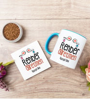 Rehber Öğretmen Mavi Kupa Bardak Ve Bardak Altlığı Seti