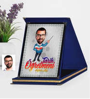 BK Gift Kişiye Özel Bay Öğretmen Karikatürlü Lacivert Plaket  3