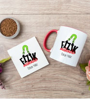 Fizik Mühendisi Kırmızı Kupa Bardak Ve Bardak Altlığı Seti
