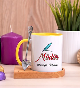 Müdür Ahşap Altlıklı Sarı Kupa Bardak