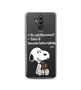 Snoopy Tasarımlı Süper Şeffaf Silikon Telefon Kılıfı Huawei Mate 20 Lite 
