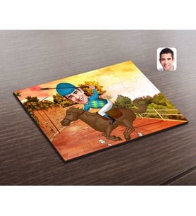 BK Gift Kişiye Özel Erkek Jokey Karikatürlü Ahşap Puzzle-1