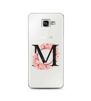 Pembe Çiçekli Harf Tasarım Süper Şeffaf Silikon Telefon Kılıfı Samsung A3 (2016)
