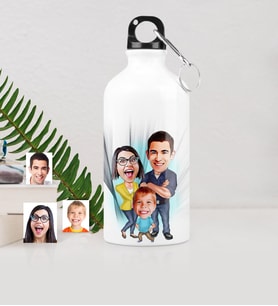 BK Gift Kişiye Özel Aile Karikatürlü Metal Suluk 500 Ml 1
