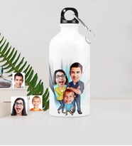 BK Gift Kişiye Özel Aile Karikatürlü Metal Suluk 500 Ml 1