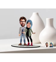 BK Gift Kişiye Özel Sevgililer Karikatürlü Ahşap Biblo Model-58 (Beyaz)