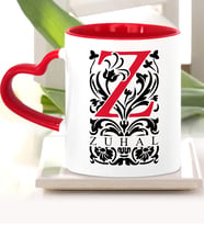 BK Gift Kişiye Özel Z Harfi Kırmızı Kalpli Kupa Bardak Model 2