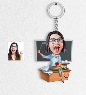 BK Gift Kişiye Özel Kadın Öğretmen Karikatür Anahtarlık  1, Öğretmene Hediye, Öğretmenler Günü