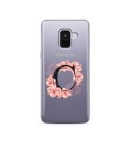 Pembe Çiçekli Harf Tasarım Süper Şeffaf Silikon Telefon Kılıfı Samsung A8 (2018)