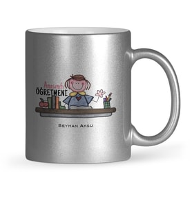 BK Gift Kişiye Özel Anasınıfı Öğretmeni Gümüş Yaldızlı Kupa Bardak  3