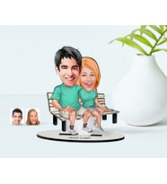 BK Gift Kişiye Özel Sevgili Karikatürlü Ahşap Biblo Model-55 (Beyaz)