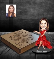 Kişiye Özel Bayan Karikatürlü Ahşap Biblo Kutulu Model-7