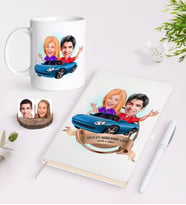 BK Gift Kişiye Özel Yılın En Mükemmel Çifti Karikatürlü Beyaz Defter Kalem ve Kupa Seti-52 (Model 1)