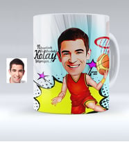 BK Gift Kişiye Özel Bay Basketbolcu Karikatürlü Beyaz Kupa Bardak  1