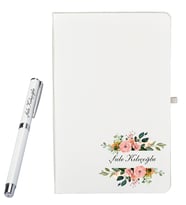 Kişiye Özel Hazırlanmış Şık Beyaz Defter ve Roller Kalem Seti
