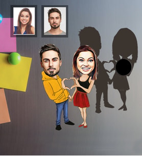Kişiye Özel Sevgili Karikatürlü Ahşap Magnet Model 7