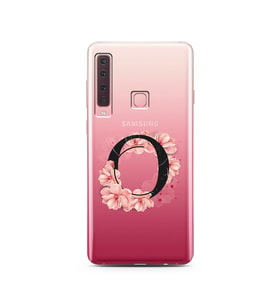 Pembe Çiçekli Harf Tasarım Süper Şeffaf Silikon Telefon Kılıfı Samsung A9 (2018)