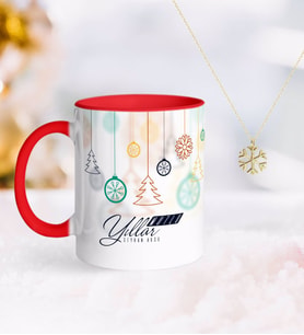 BK Gift Kişiye Özel Yılbaşı Mutlu Yıllar Kırmızı Kupa ve Kar Tanesi Kolye-15 (Model 1)