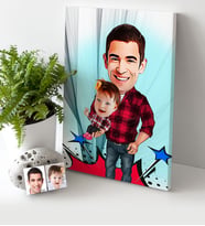 BK Gift Kişiye Özel Baba Kız Karikatür Kanvas Tablo 30x50cm  2
