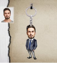 Kişiye Özel Öğretmen Karikatürlü  Ahşap Anahtarlık Bay-7