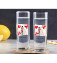 BK Gift Kişiye Özel Renkli Baskılı İsimli Fotoğraflı İkili Vodka Bardağı-28 (Beyaz)