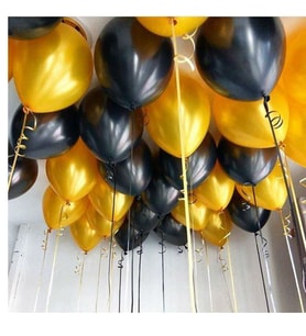 30 Adet Siyah Altın Gold Karışık Balon ( Balonlar Sönüktür)