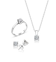 Swarovski Taşlı " TEK TAŞ " Model Tasarım Gümüş Set
