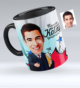 BK Gift Kişiye Özel Bay Avukat Karikatürlü Siyah Kupa Bardak  1