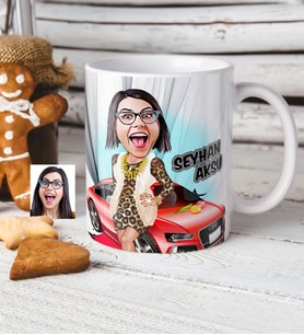 BK Gift Kişiye Özel Bayan Patron Karikatürlü Beyaz Kupa Bardak  1