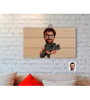 BK Gift Kişiye Özel Erkek Gitarist Karikatürlü Otantik Ahşap Palet Tablo-1