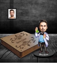 Kişiye Özel Kimyager Karikatürlü Ahşap Biblo Kutulu Bay-1