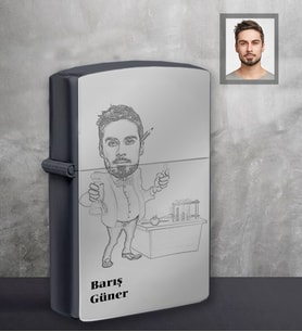 Kişiye Özel Öğretmen Karikatürlü Siyah Benzinli Çakmak Bay-3