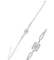 Söğütlü Silver Gümüş rodyumlu zirkon baget taşlı bileklik.