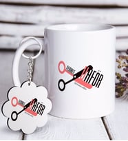 BK Gift Kişiye Özel Mesleki Bayan Kuaförü Beyaz Kupa ve Anahtarlık Hediye Seti (Model 1)