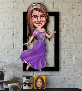 BK Gift Kişiye Özel Kız Çocuk Prenses Karikatürlü 3D Ahşap Tablo-3