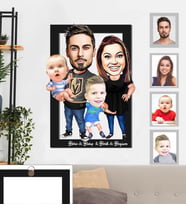 Kişiye Özel Aile Karikatürlü 3D Ahşap Tablo 30x47  Mod-2