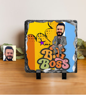BK Gift Kişiye Özel Bay Big Boss Karikatürlü Dekoratif Doğal Taş  4