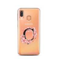 Pembe Çiçekli Harf Tasarım Süper Şeffaf Silikon Telefon Kılıfı Samsung A40 Ç-Har