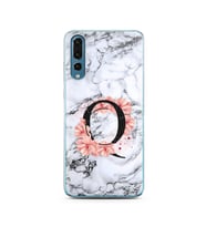 Mermer Çiçekli Harf Tasarım Süper Şeffaf Silikon Telefon Kılıfı Huawei P20 Pro  