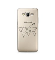 Çizgi Harita Tasarımlı Süper Şeffaf Silikon Telefon Kılıfı Samsung Grand Prime