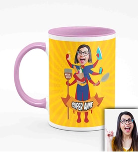 BK Gift Kişiye Özel Anneler Günü Temalı Karikatürlü Pembe Kupa Bardak P2