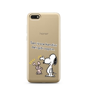 Snoopy Tasarımlı Süper Şeffaf Silikon Telefon Kılıfı Huawei Honor 7s - y5 2018 