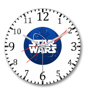 Star Wars Nasa Logo Duvar Saati Bombeli Gercek Cam