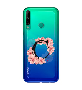 Pembe Çiçekli Harf Tasarım Süper Şeffaf Silikon Telefon Kılıfı Huawei P40 Lite E