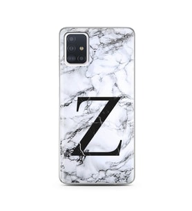 Samsung A51 Beyaz Mermer Harf Tasarımlı Telefon Kılıfı Z-Harfi 