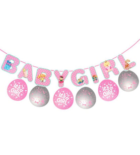 Balonlu Baby Girl Banner Seti, 3,00 mt (STD)