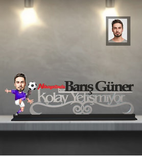 Kişiye Özel Futbolcu Karikatürlü Kolay Yetişmiyor Ahşap Biblo Bay-2