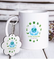 BK Gift Kişiye Özel Mesleki Çevre Mühendisi Beyaz Kupa ve Anahtarlık Hediye Seti (Model 1)