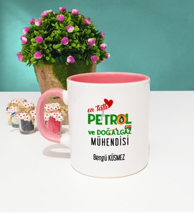 Mesajlı Petrol ve Doğalgaz Mühendisi Tasarımlı Kişiye Özel Hediye Petrol ve Doğalgaz Mühendisi Kupa Bardak Pembe